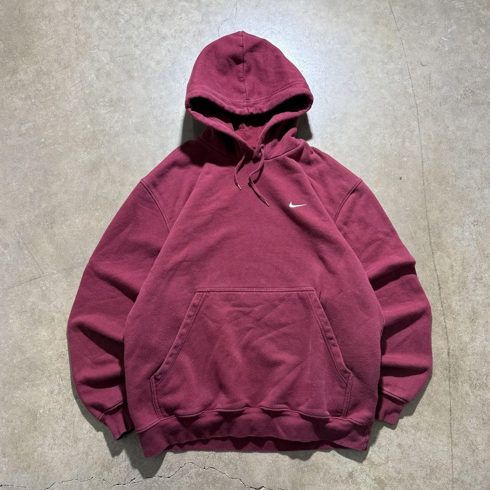 Nike Hoodie Sweatshirt Mens XL Red Pullover Fleece Embroidered Swoosh Logo